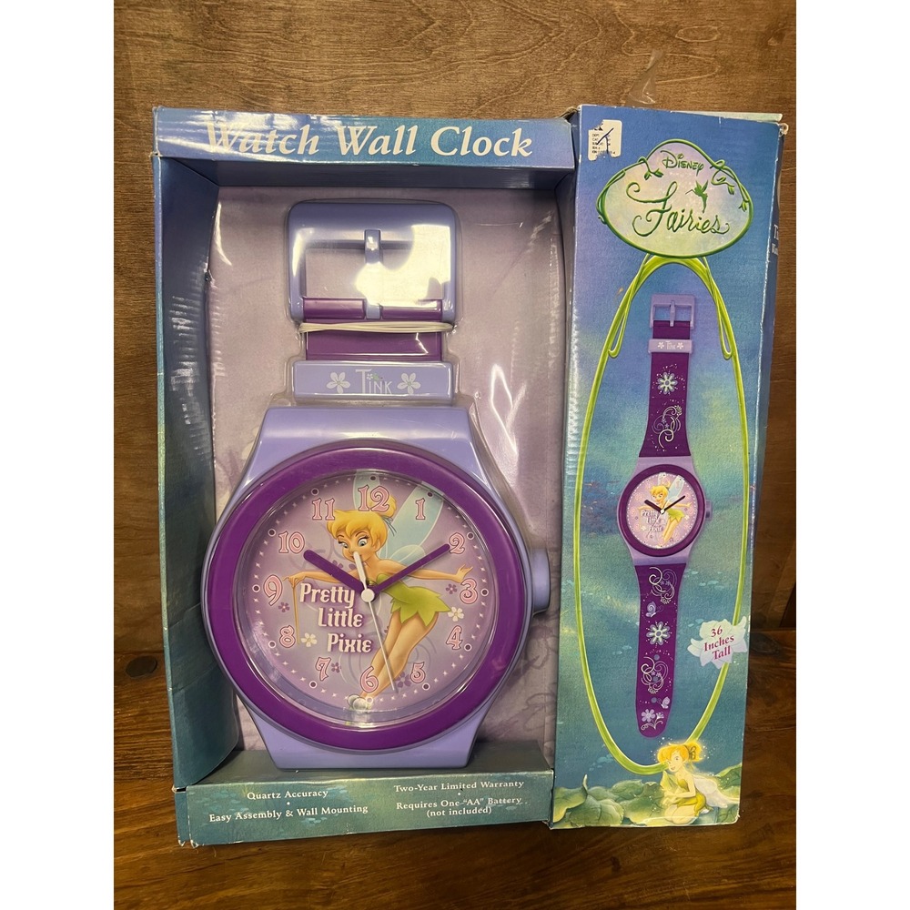Disney Fairies Tinker Bell Watch Wall Clock 36 Inch Purple Pretty Little Pixie
